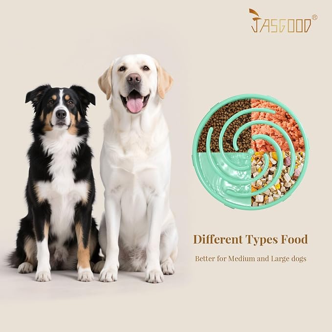 JASGOOD Slow Feeder Dogs Bowl for Medium Dogs,Anti-Gulping Pet Slower Food Feeding Bowls Stop Bloat,Preventing Choking Healthy Design Dogs Bowl, O-Pea Green - Image 4