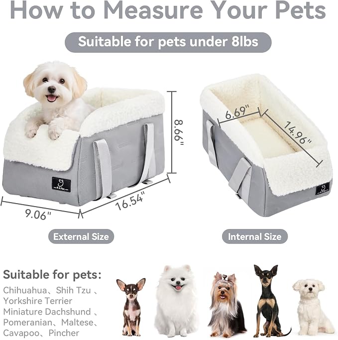 Center Console Dog Car Seat for Small Dogs Under 12 lbs – Secure Booster Seat with Safety Tether, Fits Most Cars & SUVs, Soft Washable Cushion, Portable Carrier Ideal for Pet Travel - Image 5