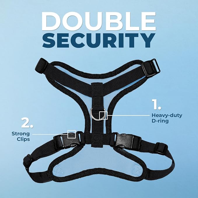 Voyager Step-in Lock Dog Harness - Baby Blue/Black Trim, X-Small | 13 - 16" in Chest, Adjustable, Breathable Air Mesh, Lightweight for Daily Walks, Strong Clips, Heavy Duty D-Ring - Image 2