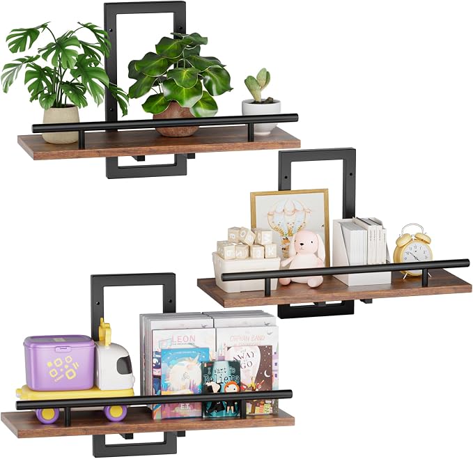 Sbosbo Floating Shelves for Wall Plant Shelf Indoor Wall Mounted Shelves | Wall Planters for Indoor Floating Plant Shelves for Bedroom, Living Room, Kitchen, Office, Bathroom Decor (3 Pack) by SBOSBO
