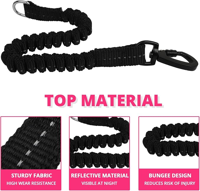 Long Dog Leash 10 FT: Heavy Duty Rope Leashes for Dogs Training with Swivel Lockable Hook Reflective Threads Bungee and Padded Handle - Dog Lead for Large Small Medium Dogs Outside Walking Hiking Red - Image 3