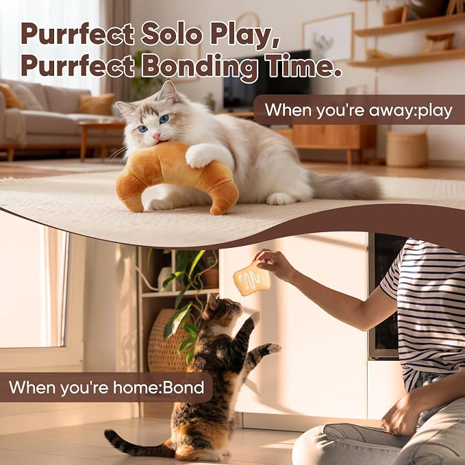 CiyvoLyeen Plush Bread Catnip Toys for Indoor Cats 6 Pack | Bread Cat Chew Toys, Boredom Relief, Interactive Play, Soft Durable Plush with Catnip, Funny Gift for Cat Lovers & Kitten - Image 5