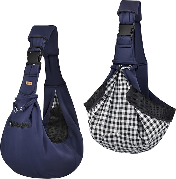 CUBY Dog and Cat Sling Carrier - Hands Free Reversible Pet Papoose Bag - Soft Pouch and Tote Design - Suitable for Puppy, Small Dogs Cats Outdoor - Image 7