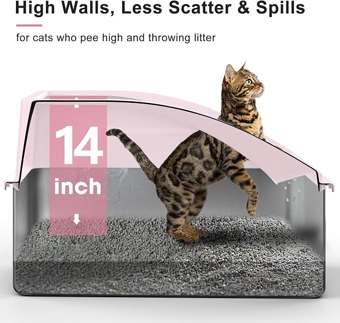AIPERRO Stainless Steel Litter Box | XXL Deepened 8" Design Metal Cat Box | High Sided with Lid for Big Cats | Anti-Urine Leakage | Non-Stick Bottom & Easy to Clean | Includes Litter Mat & Metal Scoop - Image 2