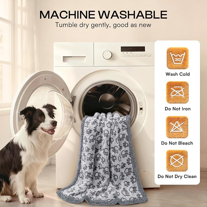 Luciphia Waterproof Dog Blanket Reversible Sherpa Fleece for Small Dogs Cat | Soft Print Pet Blanket Washable Pee Proof, Furniture Protector for Couch Sofa Bed Car, Cozy Throw (40" x 28", Grey) - Image 7