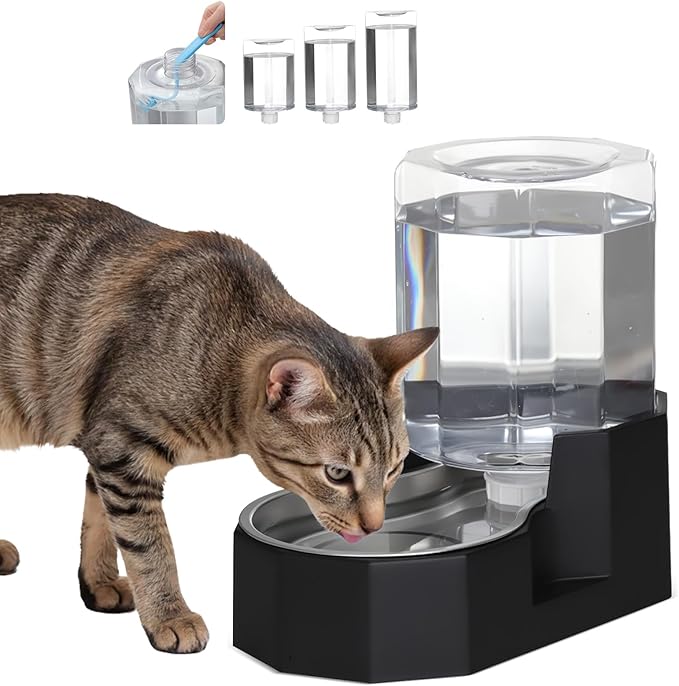 Sfozstra 5L Cat Gravity Water Bowl Dispenser: Stainless Steel Bowl | No Power Needed / No Filter Required / Spill Proof Design / Easy Cleaning / Cats & Small Dogs / Home Crate Area & Travel by Sfozstra