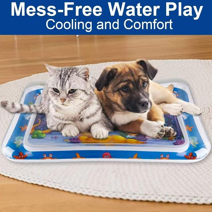 2026 Upgraded Thickened Cat Water Sensory Play Mat, Anti-Scratch Leak Proof Cooling Pad with Floating Fish Toy, Interactive Hunting Exercise Mat for Indoor Cats - Image 3
