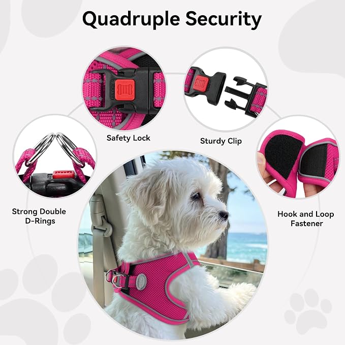 Joytale Step-in Dog Harness, Soft Breathable Mesh, Hot Pink XXXS | Adjustable Fit for Small Dogs, Easy Step-in with Secure Fastener, Even Chest Pressure, Reflective For Night Safety, Washable - Image 6