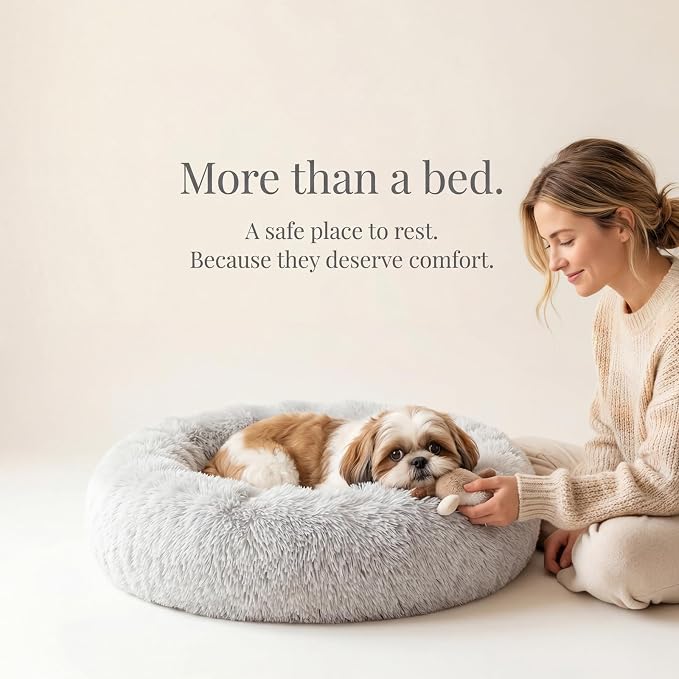 nononfish Comfortable Donut Dog Bed for Small Dogs,Plush Pet Bed | Comfortable plush donut bed with supportive edges for indoor sleeping. - Image 8