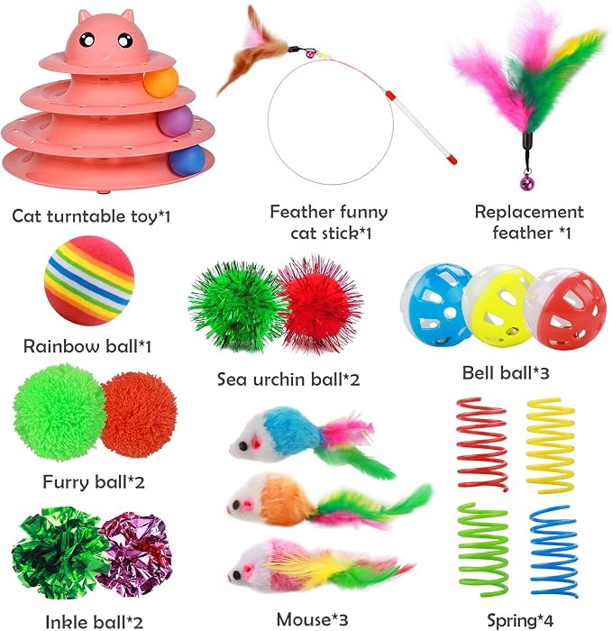 UPSKY 20 PCS Cat Toys Set with Teaser, Mice, Spring, and Various Ball Toys | Puzzle Kitten Toys, Sturdy Structure, Detachable Design, Easy to Assemble, Anti-Slip, Reduces Boredom for Indoor Cats - Image 3