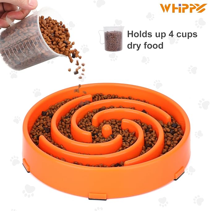 Slow Feeder Large Dog Bowl - Non Slip Maze Puzzle Bowl for Medium Dogs, Prevents Bloat & Choking, Orange - Image 5