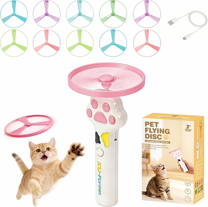 Cat Toy Launcher for Kitten Toys, Cat Toys Interactive, Automatic Cat Toy | Interactive Cat Toys for Indoor Cats, Cat Fetch Toy Launcher with 10 Discs, Cat Toys for Bored Indoor Adult Cats,Best Cat Toy by Unknown