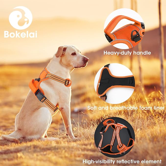 No Pull Dog Harness for Small Medium Large Dogs Adjustable Reflective Pet Vest with Front Clip Padded Harness for Dogs Easy Control Handle Best for Outdoor Training and Walking Orange XL - Image 4