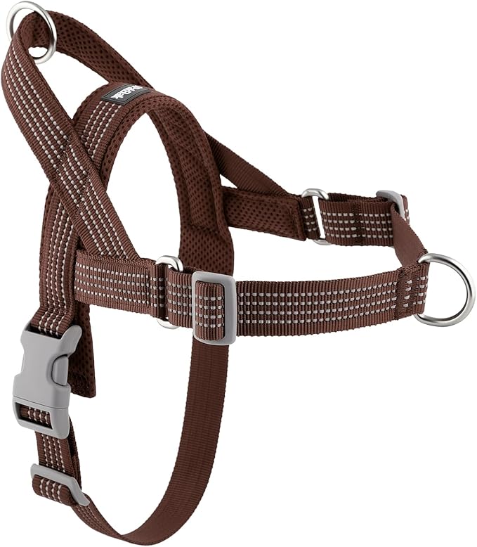 No Pull Dog Harness with Handle, Adjustable Soft Mesh Padded Vest | Reflective Walking Harness with Front Clip for Small Medium Large Dogs, Quick Fit No Escape for Training, Chocolate, M by Fortheloveofpets