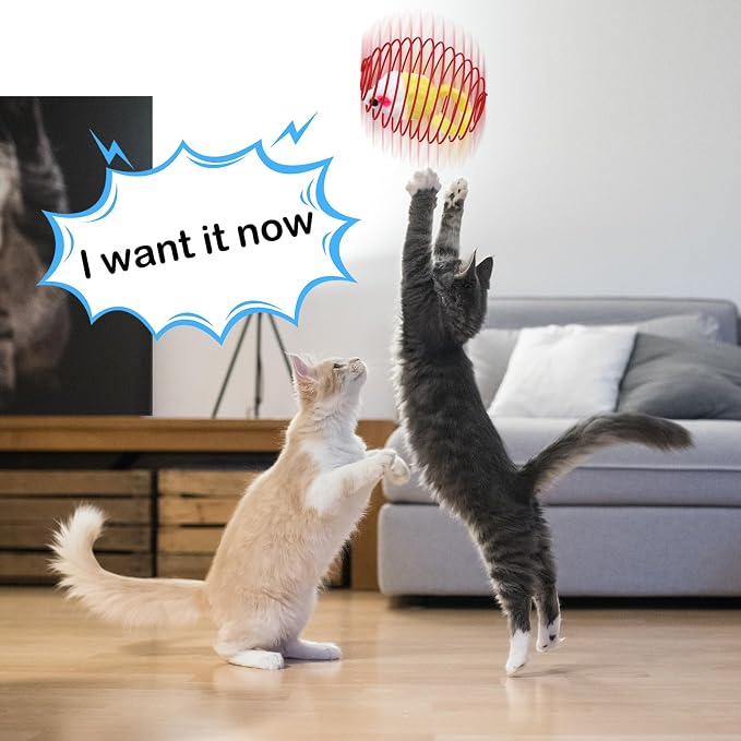 Jecery 5 Pcs Cat Toys Spring,Mouse and Bell,Mix Colors | Interactive Metal Cat Toy, Stretchable Rolling Ball, for Indoor Cats, Colorful Playful Coils, Kitten Pet Supplies - Image 5