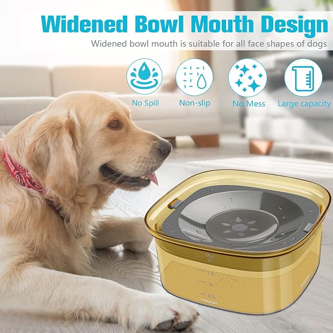 UPSKY 70oz Dog Water Bowl, No Spill Slow Drinking Feeder for Messy Drinker | Large Capacity, Spill Proof, Prevent Pet Prevents Choking, Anti-Slip, Visible Water Level, Suitable for Travel and Car Trips - Image 5