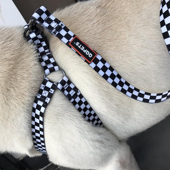 Dog Harness Leash Set Adjustable Heavy Duty No Pull Halter Harnesses for Small Medium Large Breed Dogs Back Clip Anti-Twist Perfect for Walking (M(19"-26" Chest Girth), Black Plaid) - Image 7