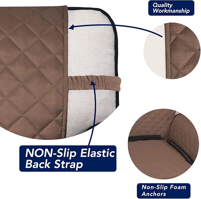 PureFit Reversible Quilted Sofa Cover, Water Resistant Slipcover Furniture Protector, Washable Couch Cover with Non Slip Foam and Elastic Straps for Kids, Dogs, Pets (Large, Brown/Beige) | Brown/Beige, Water Resistant Couch Protector, Washable Pet Couc... - Image 3