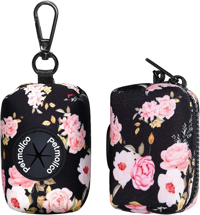 Petmolico Dog Poop Bag Holder Dispenser 2 Pack, Pink Rose | Zippered pouch fits any leash, includes free roll of bags, lightweight & portable for daily walks, travel & outdoor use - Image 4