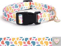 White Heart with Pendant Cute Dog Collar for Small Medium Large Dogs, XL | Ligth Adjustable Nylon Puppy Collar for Boy and Girl Female, Distinctive Patterns, Comfortable for Walks and Outdoor Hikes by BOOMIBOO