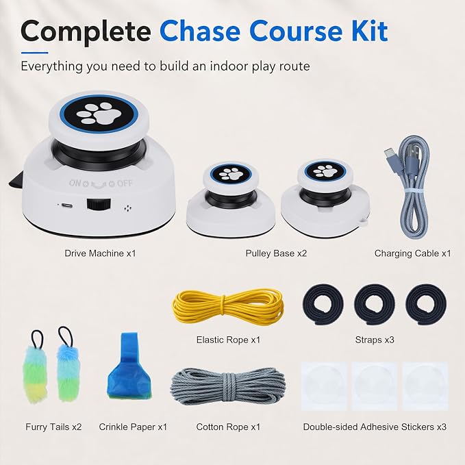 Automatic Cat Toy for Indoor Cats, Interactive Cat Chase Toy with Moving Feather Lure, DIY Floor Route Kit, Rechargeable Self-Play Cat Exercise Toy - Image 7