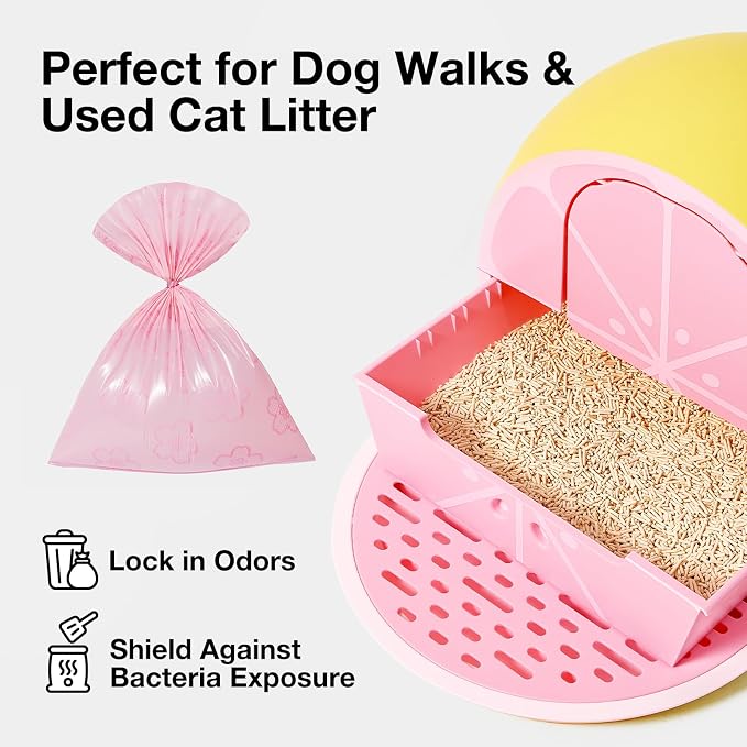 VETRESKA Cherry Blossom Scented Dog Poop Bags, Leak Proof, 300 Counts | Extra Thick and Large Pet Waste Bags for Dog Walking and Cat Litter, 20 Refill Rolls - Image 4