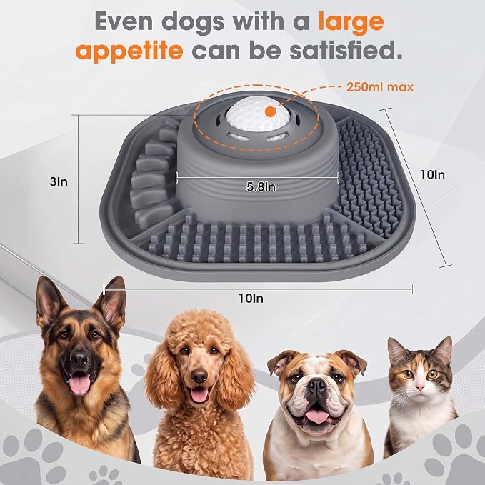 3-in-1 Dog Slow Feeder Bowl, 10in Large Non-Slip Slow Feed Dog Bowl with Removable Design, Food-Grade Silicone Puzzle Slow Feeder for Dogs & Cats, Helps Prevent Bloating and Indigestion（10 Inch） - Image 6