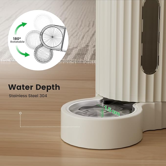 Gardner Pet Gravity Automatic 2-in-1 Pet Feeder, 0.8 Gallons*2 Cat Feeder and Water Dispenser Set, 100% BPA-Free Feeder and Stainless Steel Water Dispenser for Dogs, Cats, Rabbits, Puppies (Beige) - Image 5
