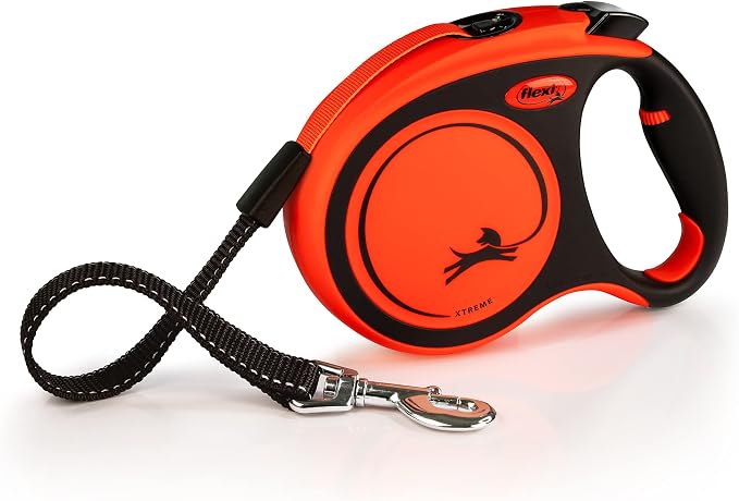 FLEXI® Xtreme Tape Retractable Dog Leash, Large, 16 ft - Orange/Black | German engineered, original flexi leash, durable quality for dogs up to 143 lbs, tangle-free, walking, reliable brake system by Flexi