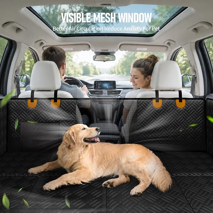 Dog Car Seat Cover for Back Seat, Hard Bottom Back Seat Extender for Dog | Back Seat Pet Cover for Dogs - Supports 400lbs, Waterproof Heavy Duty Scratch Resistant, Dog Hammock for Full-Size Trucks/SUV - Image 7