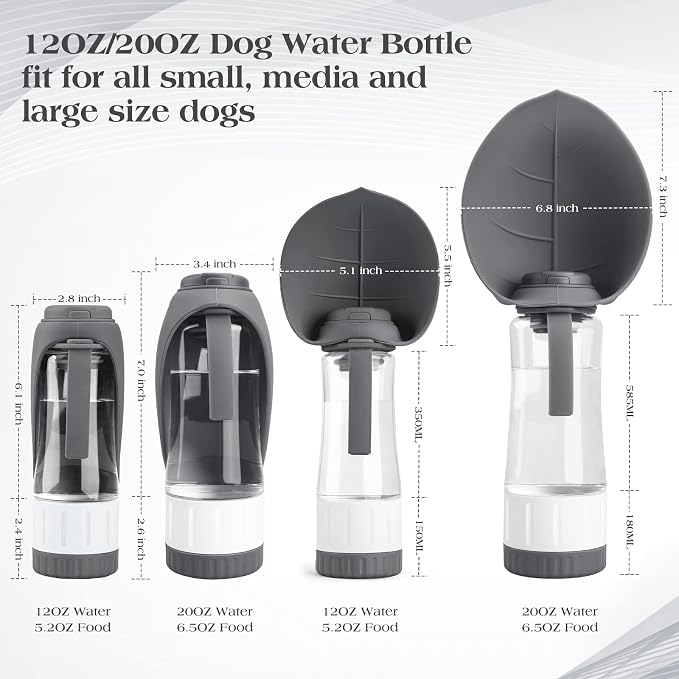 TIOVERY Dog Water Bottle Dispenser for Walking, Pet Water Feeder Container Portable with Drinking Cup Bowl Outdoor Hiking, Travel Large Grey - Image 3