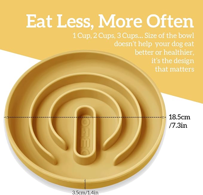 OHMO Slow Feeder Dog Bowl, 7.3" Lick Mat for Dogs, Infinite, Yellow | Cat Slow Feeder Bowl, Anti Choking, Enrichment Toys, Easy Clean BPA-Free Silicone Feeding Bowl, Boredom and Anxiety Reducer - Image 2