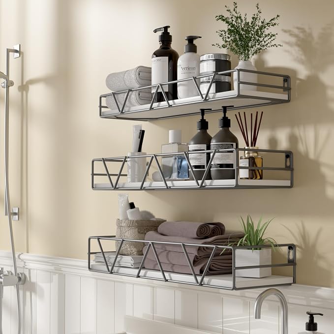 Floating Shelves Set of 3, Wood Wall Shelf, Farmhouse Shelf for Bedroom | Wall Mounted Floating Shelf for Living Room, Bedroom, Bathroom, Kitchen, Office - Image 5