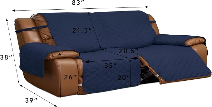 Easy-Going Reversible Couch Cover for 2 Seat Oversized Recliner, Navy/Ivory | Washable Sofa Slipcover For Dogs, Sofa Cover For Oversized Recliner Loveseat, Furniture Protector, Pet Friendly - Image 3