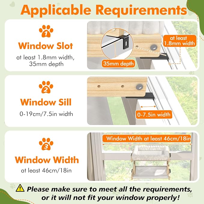 XiaZ Cat Perch for Window Cats Hammock Indoor Bed for Window Adjustable Wooden Frame Bird Watching Sunbathing Space-Saving Double Layer 18 * 16 * 10inch (Small Breeds Recommended) - Image 4