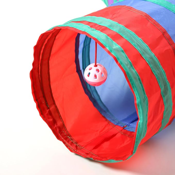Pet Cat Tunnel, Y-3 Way Tunnels for Indoor Cats, Collapsible Pet Tunnel for Kitten, Puppy, Rabbit, 25cm-Wide Tunnels, Durable & Breathable, with Peek Hole Toy Ball - Image 6