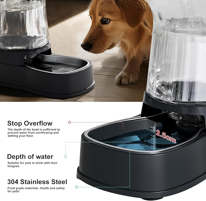 Gardner Pet Automatic Dog Water Dispenser Gravity Stainless Steel Water Waterer Feeder, Large Capacity Water Feeding Bowls for Medium & Large-Sized Dogs Cats Other Pets -(2.1 Gallon) - Image 4