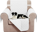 Reversible Recliner Chair Covers, 23" Chair, White/White | Chair Covers for Living Room with Elastic Straps, Water Repellent, Chair Protectors Covers for Dogs by LuxshareHome