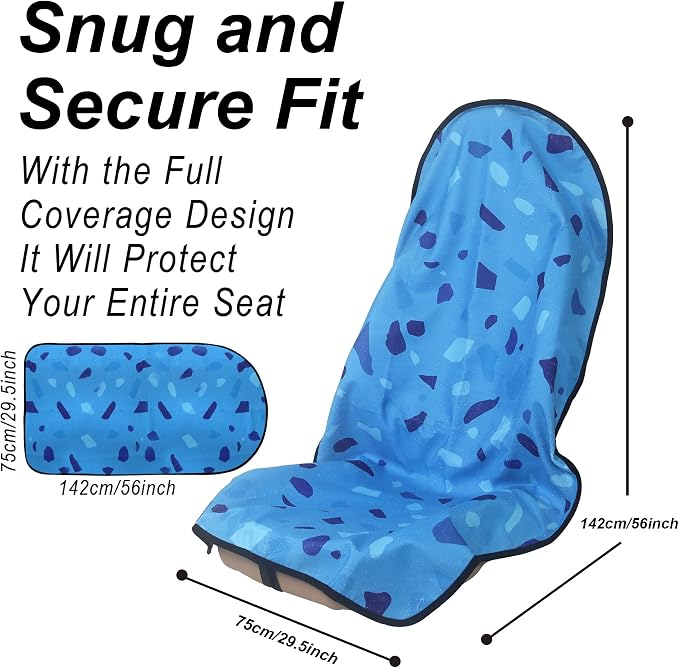 Car Seat Cover Protector Front Seats,for Gym Workout,Running,Swimming,Beach and Hiking,Waterproof Sweat Towel Bucket Seat Covers for Cars SUV Trucks (Blue Marbling, 1Pcs) - Image 3