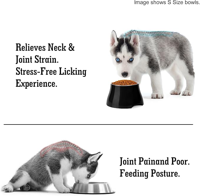 Dog Bowls,Cone Friendly Non Slip Single Dog Bowl with Stainless Steel Inner, Raised Bowls for Small Dogs Spaniel Dogs Long Ear, High Capacity, S/1 Cup Black - Image 5