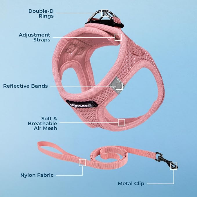 Voyager Step-in Air Cat Harness & Leash Set - Pink, XXXS | 11 - 12" in Chest, Reflective Bands, All Weather Breathable Air Mesh, Cats Compatible, Fast Drying - Image 4