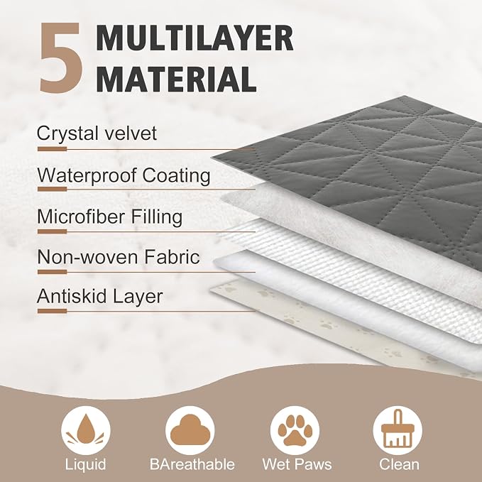 Ameritex Sofa Cover Waterproof for Seats Couch Cover for Dogs Pet Couch Cover Velvet for Chair Loveseat Sofa Machine Washable (Dark Grey, 30x60 Inch) - Image 3