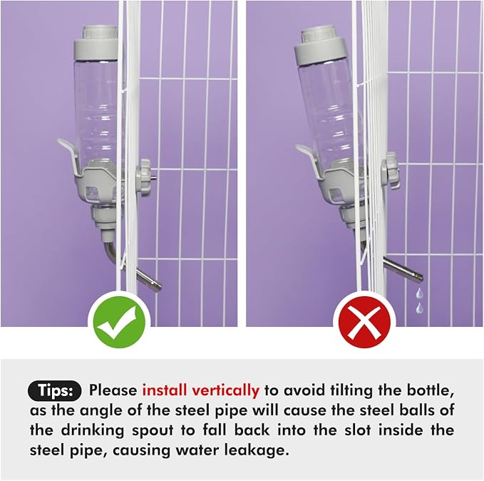 Vannon Rabbit Water Bottle for Cage, Top Fill 34oz Bunny Water Bottle No Drip Automatic Water Dispenser for Dog, Rabbit, Guinea Pig & Small Animals Hanging Cage Water Bottle (Pack of 3) - Image 6
