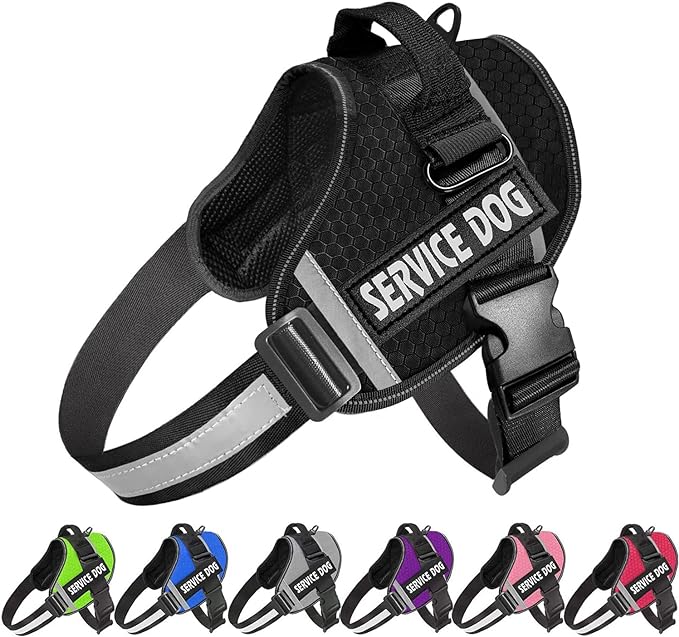 JSXD Dog Harness,No-Pull Service Dog Harness with Handle Adjustable Outdoor Pet Dog Vest 3M Reflective Nylon Material Vest for Breeds,Easy Control for Small Medium Large Dogs (XXL, Black) by JSXD