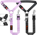 Laqibak Removable Dog Seat Belt Harness for Car, 3 in 1 Pet Seatbelt Leash | Retractable Headrest-Mounted,Restraint & Adjustable Reflective Bungee Dog Seatbelt Tether,Purple and Black by laqibakProductcollection