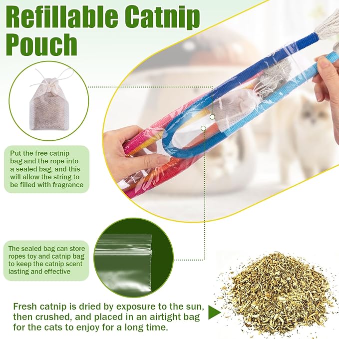 Retro Shaw Catnip Cat Toys Chew Ropes, for Indoor Cats Chew Kicker, 23.6" | Natural Catnip, Durable Safe Teeth Cleaning Chew Toy String, Kitten Nip Kitty Kicking, Interactive Fun, 3 Pack - Image 5