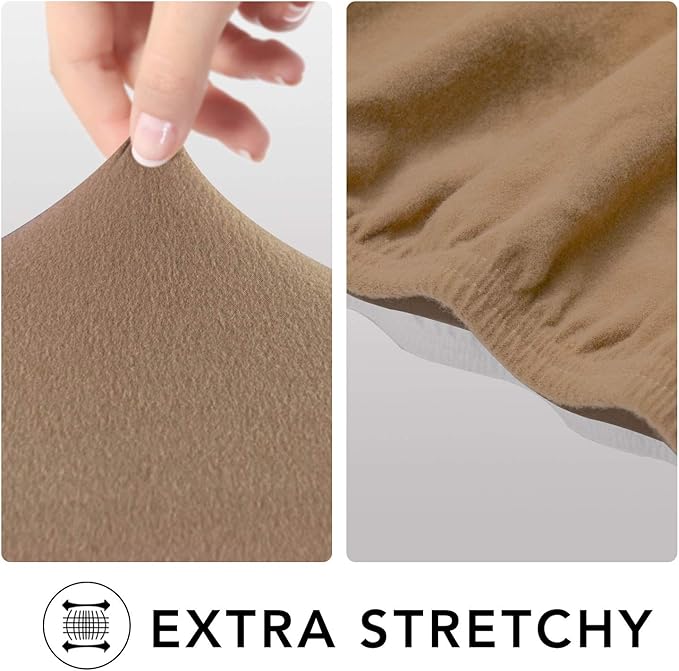 PureFit Stretch Oversized Couch Covers Fleece Sofa Slipcovers Camel | 1-Piece Sofa Cover Washable Soft Couch Protector, Couch Slipcover with Non Skid Foam and Elastic Bottom for Kids, Dogs - Image 4