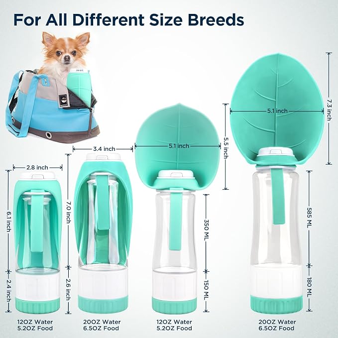 Uppetly Dog Water Bottle, Pet Water Bottle with Food Container and Drinking Feeder, Leak Proof, BPA-Free, Portable Foldable Puppy Water Cup Dispenser for Outdoor Walking, Travel, Large Light Blue - Image 7