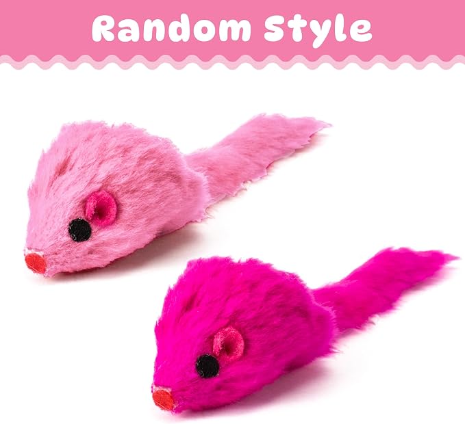 MALLMALL6 Cat Toy Set Interactive Cat Toys 27Pcs Pack Stuff Pink Feather Teaser Wand Springs Mice Sisal Fish Crinkle Balls Bell Balls, Puzzle Pack for Indoor Kitty Play Exercise - Image 7
