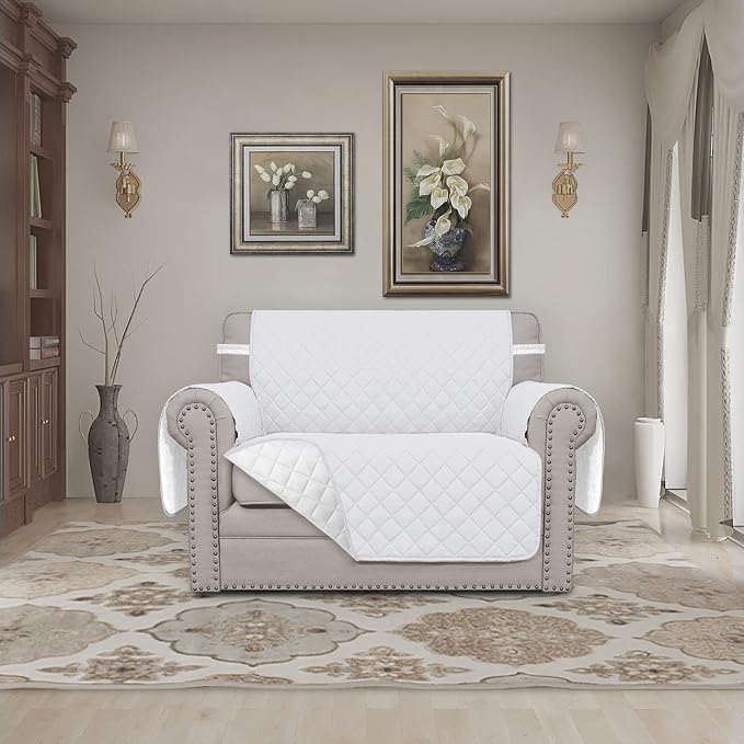 Easy-Going Reversible Couch Cover, Oversized Chair, White/White | Machine Washable Slipcover For Dogs, Water Resistant Furniture Mat For Living Room, Non-Slip Sofa Cover, Pet Friendly - Image 2